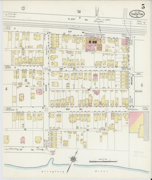 Sanborn Fire Insurance Map from Tarentum, Allegheny County, Pennsylvania (1914), Sheet #0005 - Historic Sanborn Fire Insurance Map Print, vintage old map wall art, antique decor, genealogy gift, Pennsylvania Pennsylvania map
