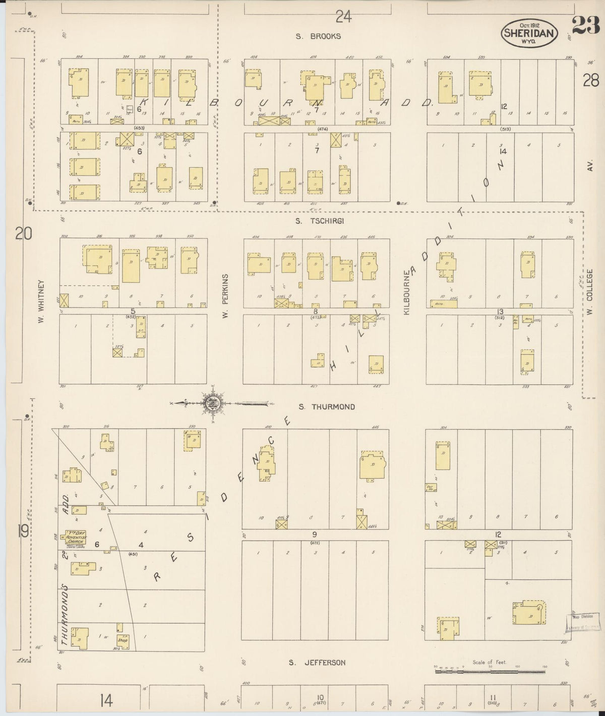 Sanborn Fire Insurance Map from Sheridan, Sheridan County, Wyoming (1912), Sheet #0023 - Complete Map Set gallery image, historic Sanborn map, vintage wall art, Wyoming Wyoming