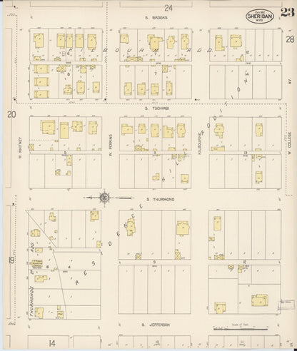 Sanborn Fire Insurance Map from Sheridan, Sheridan County, Wyoming (1912), Sheet #0023 - Complete Map Set gallery image, historic Sanborn map, vintage wall art, Wyoming Wyoming