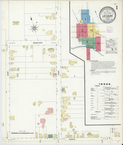 Sanborn Fire Insurance Map from Leesburg, Loudoun County, Virginia (1907), Sheet #0001 - Complete Map Set gallery image, historic Sanborn map, vintage wall art, Virginia Virginia
