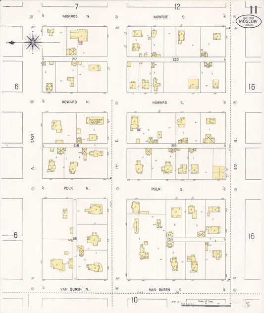 Sanborn Fire Insurance Map from Moscow, Latah County, Idaho (1909), Sheet #0011 - Historic Sanborn Fire Insurance Map Print, vintage old map wall art, antique decor, genealogy gift, Idaho Idaho map