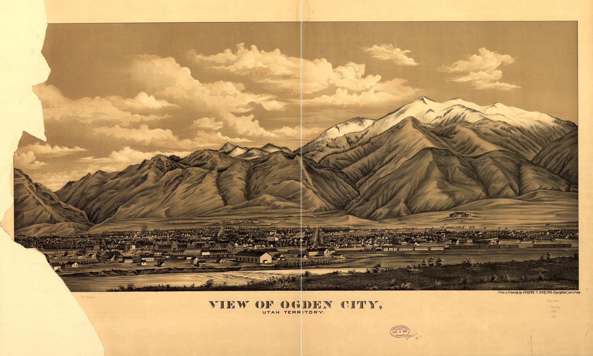 View of Ogden City, Utah Territory. (1889) – Historic Bird’s-Eye View Panorama Print