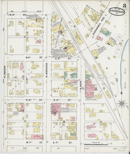 Sanborn Fire Insurance Map from Anderson, Madison County, Indiana (1890), Sheet #0003 - Complete Map Set gallery image, historic Sanborn map, vintage wall art, Indiana Indiana