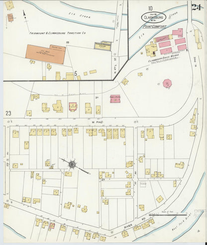 Sanborn Fire Insurance Map from Clarksburg, Harrison County, West Virginia (1911), Sheet #0024 - Complete Map Set gallery image, historic Sanborn map, vintage wall art, West Virginia West Virginia