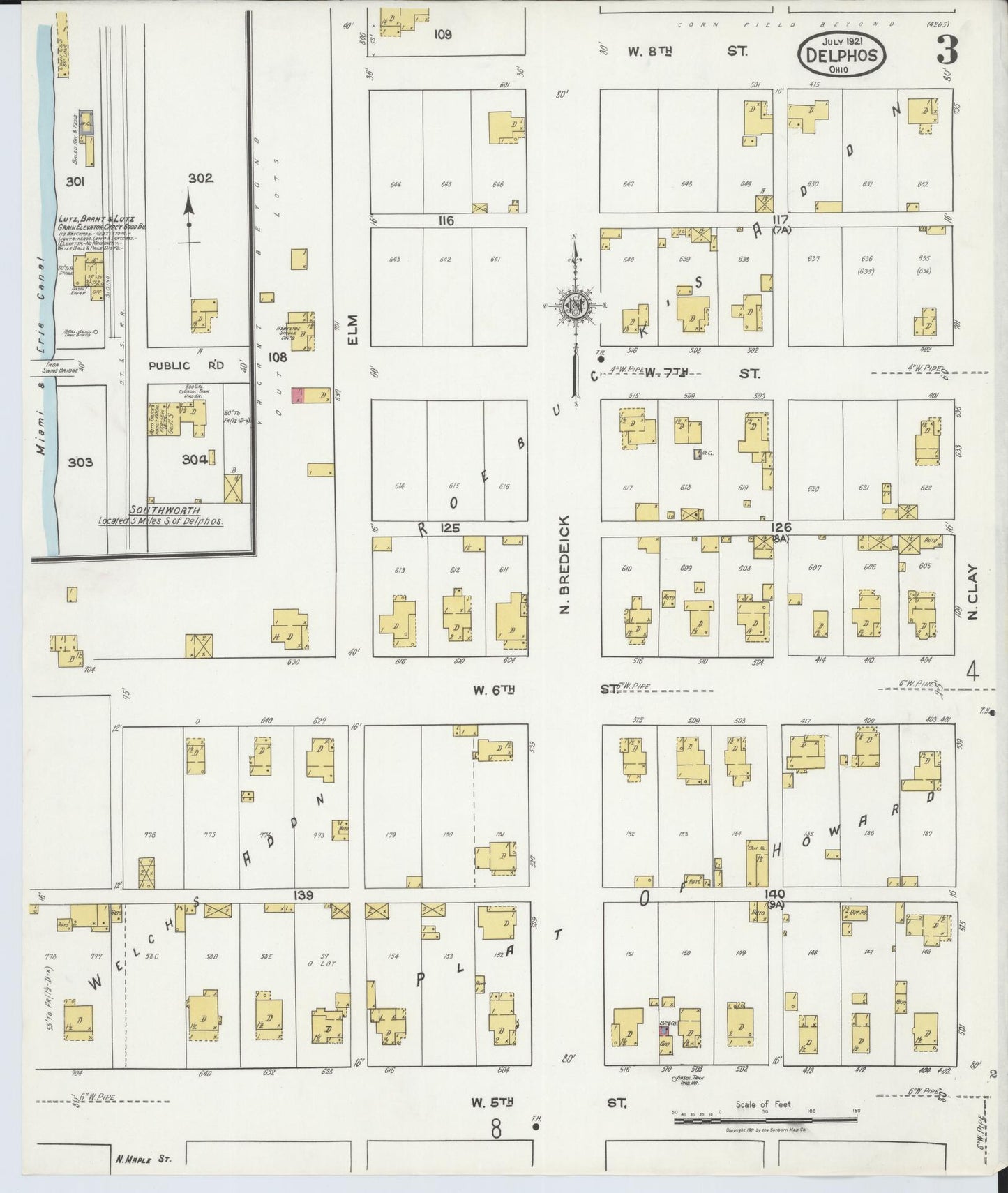 Sanborn Fire Insurance Map from Delphos, Van Wert And Allen Counties, Ohio (1921), Sheet #0003 - Historic Sanborn Fire Insurance Map Print, vintage old map wall art, antique decor, genealogy gift, Ohio Ohio map