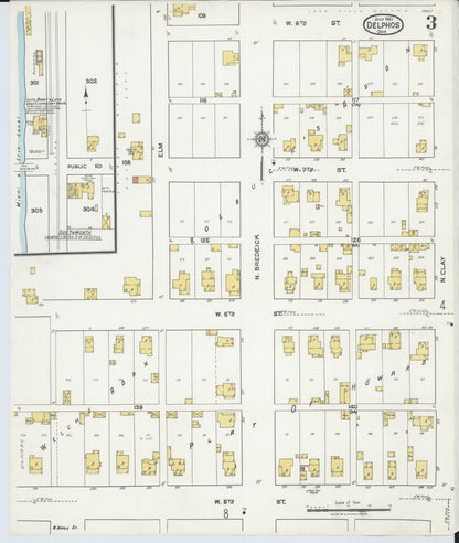 Sanborn Fire Insurance Map from Delphos, Van Wert And Allen Counties, Ohio (1921), Sheet #0003 - Historic Sanborn Fire Insurance Map Print, vintage old map wall art, antique decor, genealogy gift, Ohio Ohio map