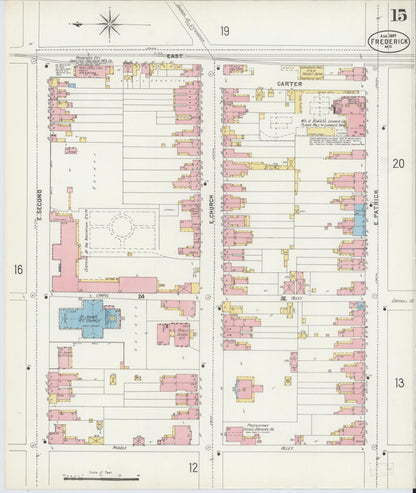 Sanborn Fire Insurance Map from Frederick, Frederick County, Maryland (1897), Sheet #0015 - Complete Map Set gallery image, historic Sanborn map, vintage wall art, Maryland Maryland