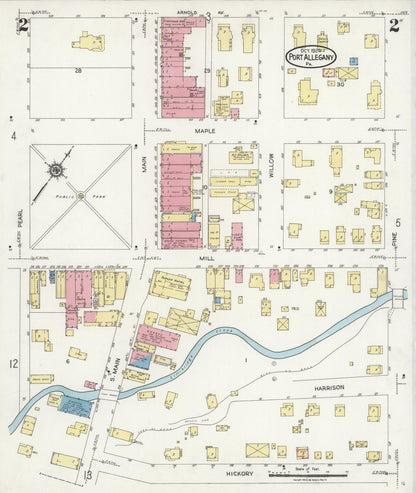 Sanborn Fire Insurance Map from Port Allegany, McKean County, Pennsylvania (1924), Sheet #0002 - Historic Sanborn Fire Insurance Map Print, vintage old map wall art, antique decor, genealogy gift, Pennsylvania Pennsylvania map