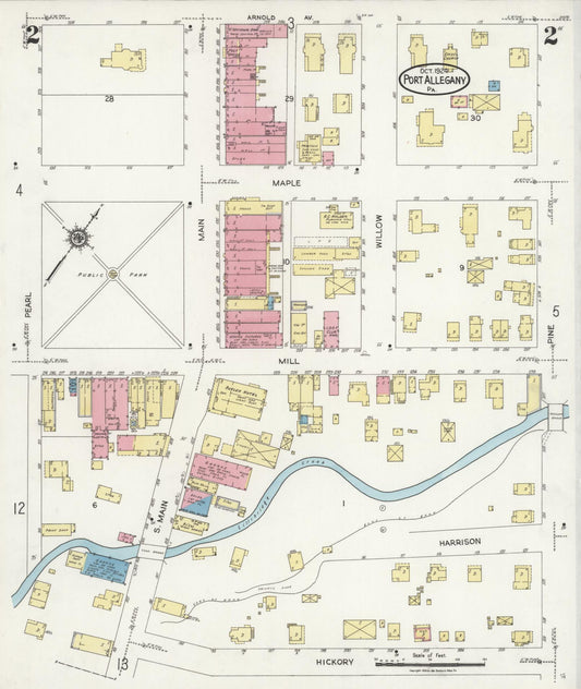 Sanborn Fire Insurance Map from Port Allegany, McKean County, Pennsylvania (1924), Sheet #0002 - Historic Sanborn Fire Insurance Map Print, vintage old map wall art, antique decor, genealogy gift, Pennsylvania Pennsylvania map