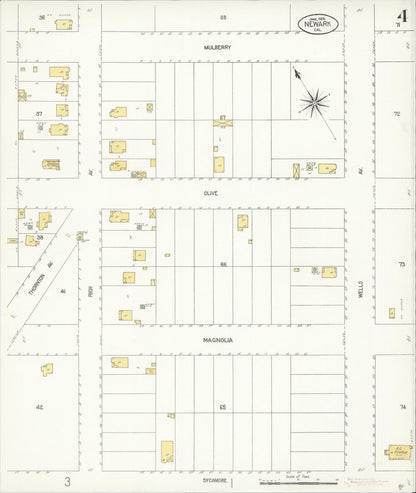 Sanborn Fire Insurance Map from Newark, Alameda County, California (1908), Sheet #0004 - Historic Sanborn Fire Insurance Map Print, vintage old map wall art, antique decor, genealogy gift, California California map