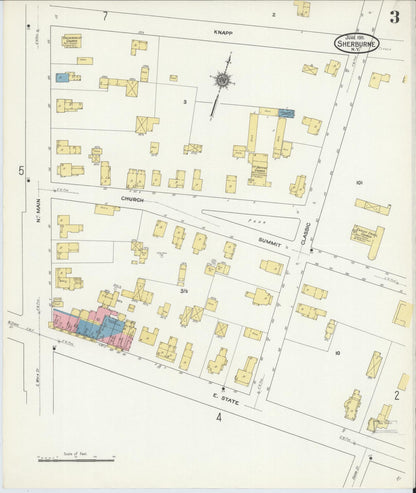 Sanborn Fire Insurance Map from Sherburne, Chenango County, New York (1911), Sheet #0003 - Historic Sanborn Fire Insurance Map Print, vintage old map wall art, antique decor, genealogy gift, New York New York map