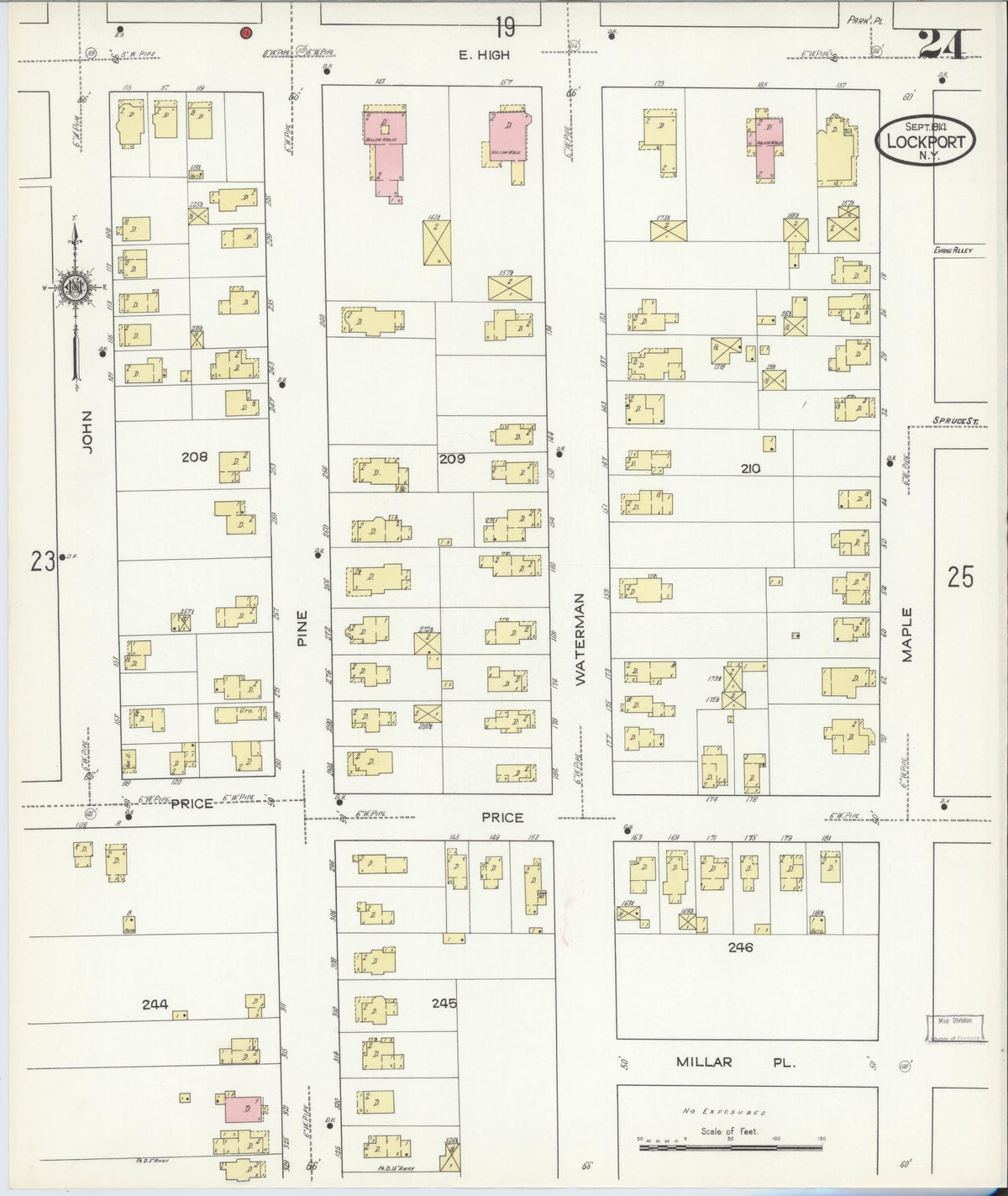 Sanborn Fire Insurance Map from Lockport, Niagara County, New York (1914), Sheet #0024 - Complete Map Set gallery image, historic Sanborn map, vintage wall art, New York New York