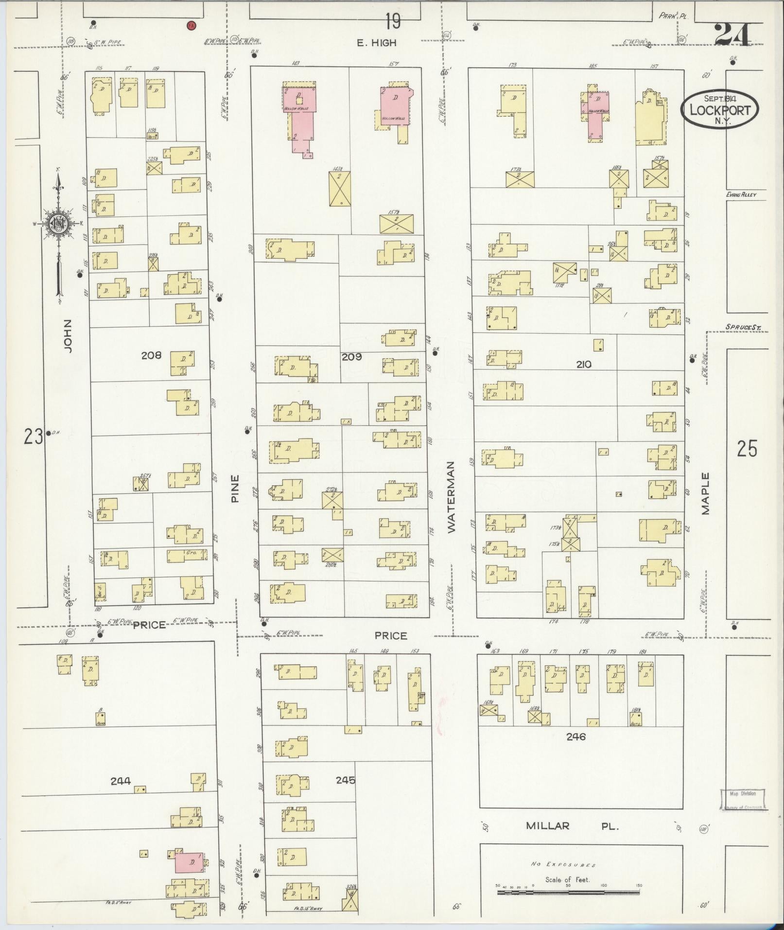 Sanborn Fire Insurance Map from Lockport, Niagara County, New York (1914), Sheet #0024 - Complete Map Set gallery image, historic Sanborn map, vintage wall art, New York New York