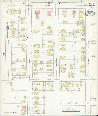 Sanborn Fire Insurance Map from Lockport, Niagara County, New York (1914), Sheet #0024 - Complete Map Set gallery image, historic Sanborn map, vintage wall art, New York New York