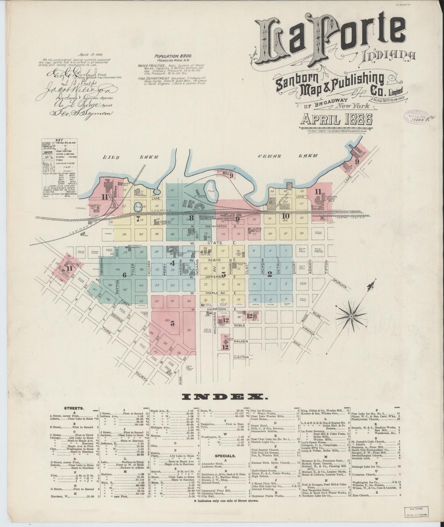 Sanborn Fire Insurance Map from La Porte, La Porte County, Indiana (1886), Sheet #0001 - Complete Map Set gallery image, historic Sanborn map, vintage wall art, Indiana Indiana