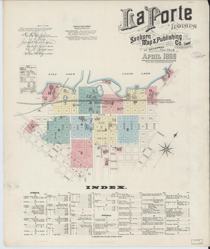 Sanborn Fire Insurance Map from La Porte, La Porte County, Indiana (1886), Sheet #0001 - Complete Map Set gallery image, historic Sanborn map, vintage wall art, Indiana Indiana