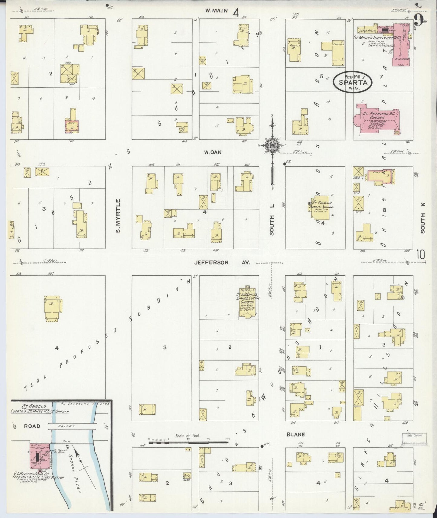 Sanborn Fire Insurance Map from Sparta, Monroe County, Wisconsin (1911), Sheet #0009 - Historic Sanborn Fire Insurance Map Print, vintage old map wall art, antique decor, genealogy gift, Wisconsin Wisconsin map