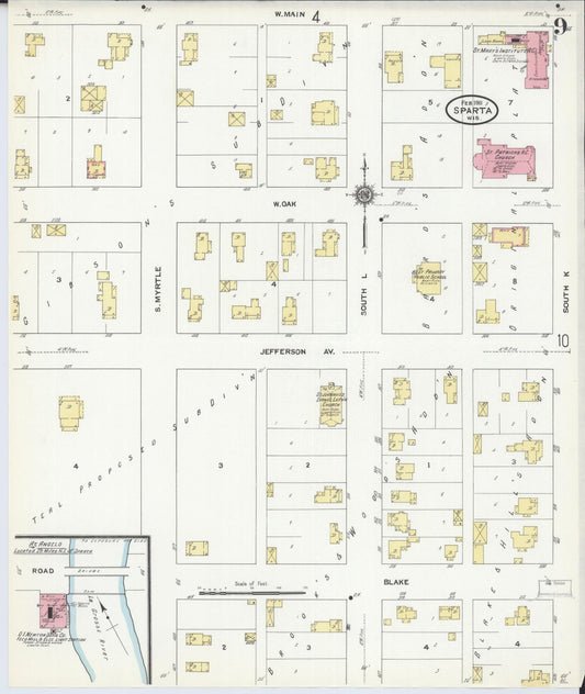 Sanborn Fire Insurance Map from Sparta, Monroe County, Wisconsin (1911), Sheet #0009 - Historic Sanborn Fire Insurance Map Print, vintage old map wall art, antique decor, genealogy gift, Wisconsin Wisconsin map