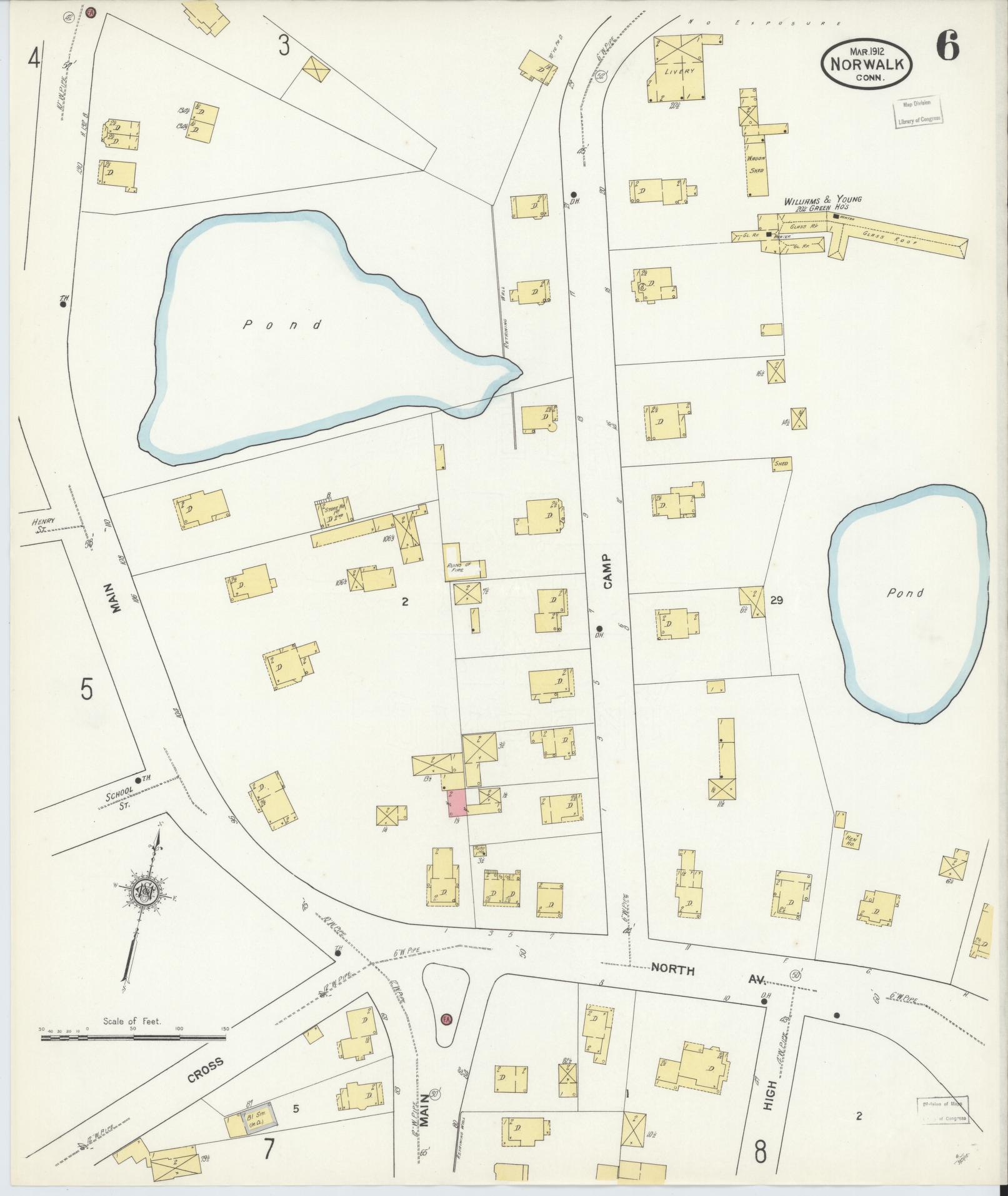 Sanborn Fire Insurance Map from Norwalk, Fairfield County, Connecticut (1912), Sheet #0006 - Complete Map Set gallery image, historic Sanborn map, vintage wall art, Connecticut Connecticut