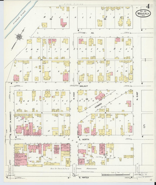 Sanborn Fire Insurance Map from Waverly, Pike County, Ohio (1911), Sheet #0004 - Historic Sanborn Fire Insurance Map Print, vintage old map wall art, antique decor, genealogy gift, Ohio Ohio map