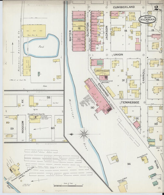 Sanborn Fire Insurance Map from Hickman, Fulton County, Kentucky (1892), Sheet #0002 - Historic Sanborn Fire Insurance Map Print, vintage old map wall art, antique decor, genealogy gift, Kentucky Kentucky map