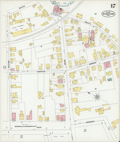 Sanborn Fire Insurance Map from Middletown, Middlesex County, Connecticut (1901), Sheet #0017 - Complete Map Set gallery image, historic Sanborn map, vintage wall art, Connecticut Connecticut