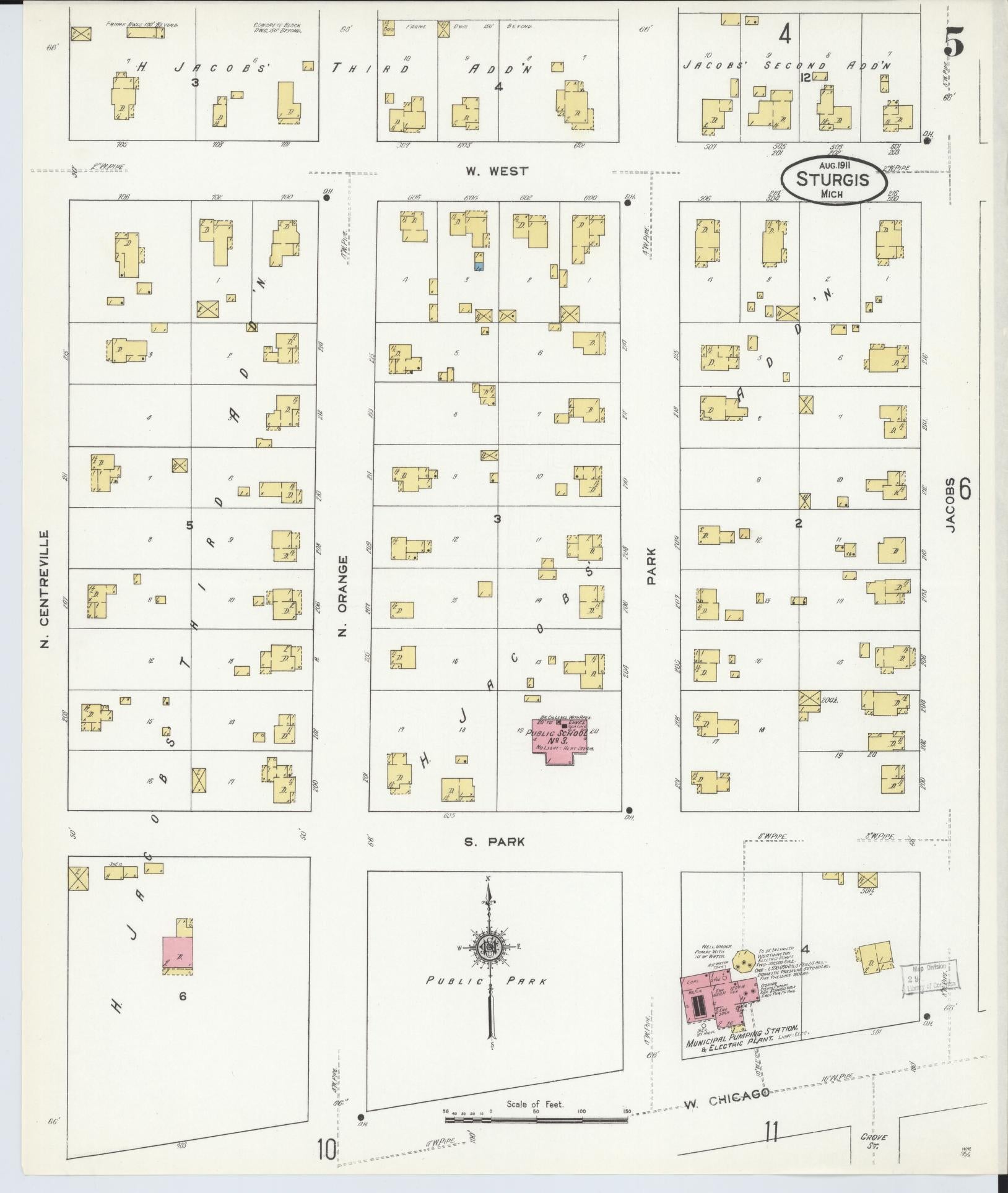 Sanborn Fire Insurance Map from Sturgis, Saint Joseph County, Michigan (1911), Sheet #0005 - Historic Sanborn Fire Insurance Map Print, vintage old map wall art, antique decor, genealogy gift, Michigan Michigan map