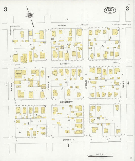 Sanborn Fire Insurance Map from Humble, Harris County, Texas (1926), Sheet #0003 - Historic Sanborn Fire Insurance Map Print, vintage old map wall art, antique decor, genealogy gift, Texas Texas map