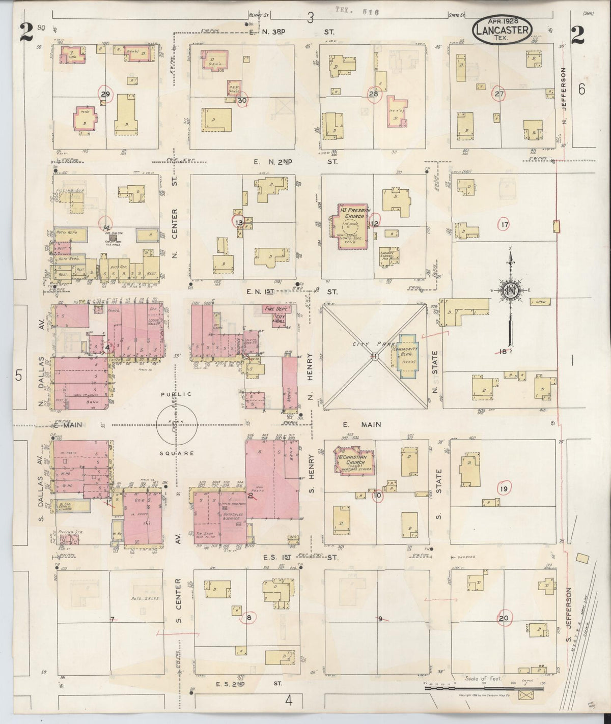 Sanborn Fire Insurance Map from Lancaster, Dallas County, Texas (1939), Sheet #0002 - Historic Sanborn Fire Insurance Map Print, vintage old map wall art, antique decor, genealogy gift, Texas Texas map