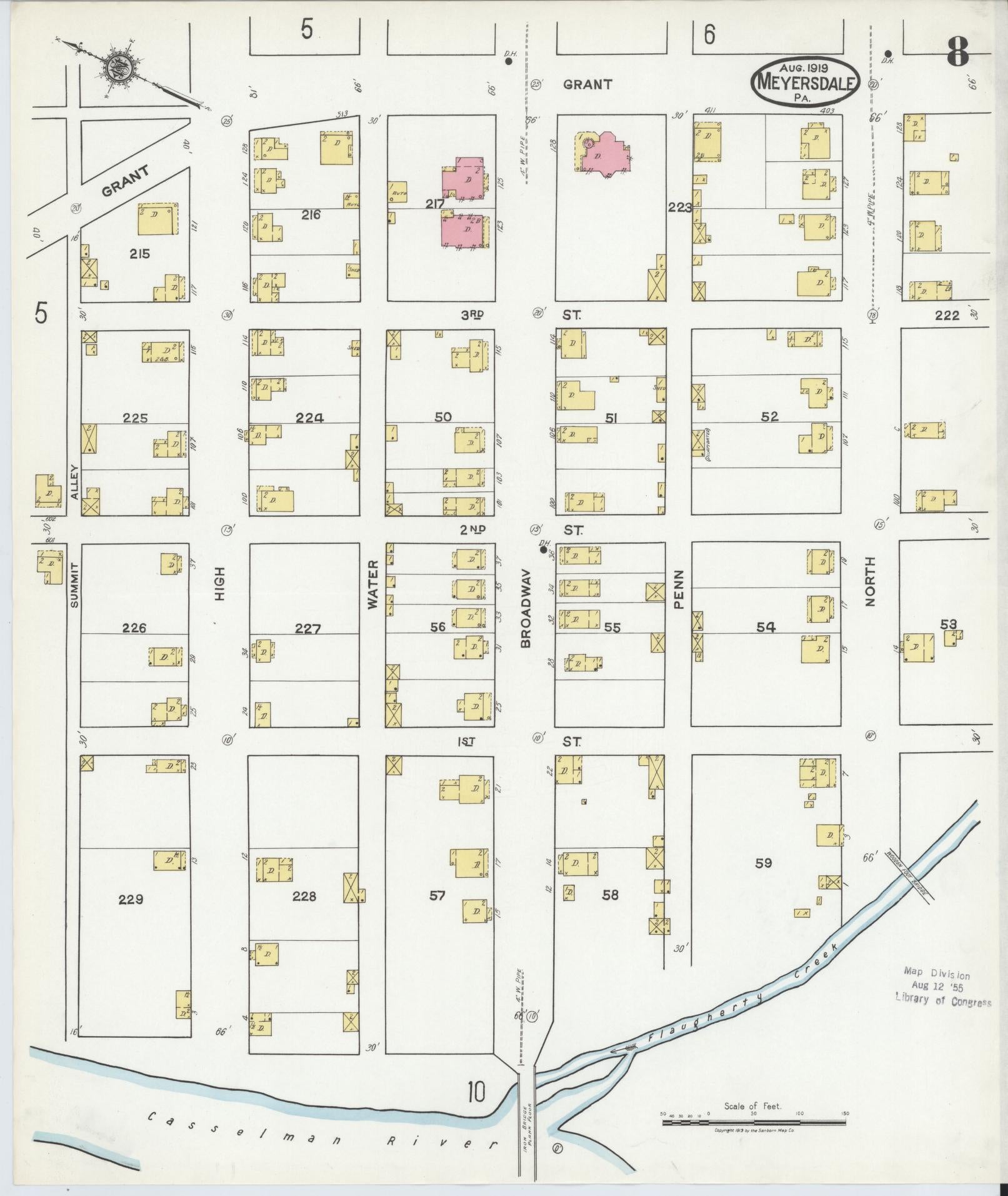 Sanborn Fire Insurance Map from Meyersdale, Somerset County, Pennsylvania (1919), Sheet #0008 - Complete Map Set gallery image, historic Sanborn map, vintage wall art, Pennsylvania Pennsylvania