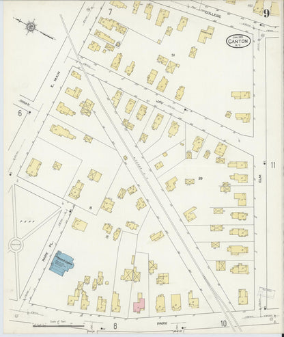 Sanborn Fire Insurance Map from Canton, St. Lawrence County, New York (1913), Sheet #0009 - Complete Map Set gallery image, historic Sanborn map, vintage wall art, New York New York