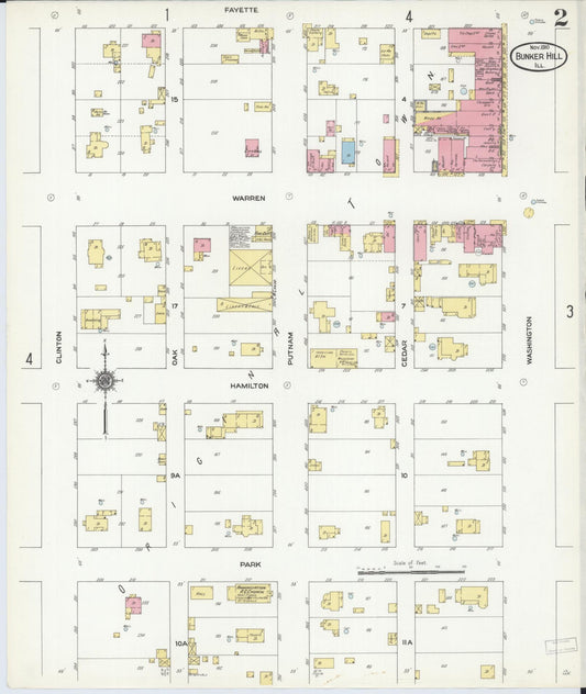Sanborn Fire Insurance Map from Bunker Hill, Macoupin County, Illinois (1910), Sheet #0002 - Historic Sanborn Fire Insurance Map Print, vintage old map wall art, antique decor, genealogy gift, Illinois Illinois map