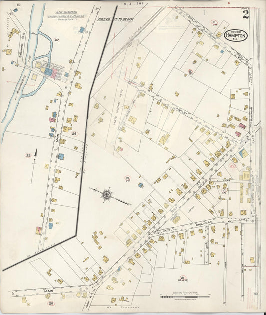 Sanborn Fire Insurance Map from Hampton, Hunterdon County, New Jersey (1936), Sheet #0002 - Historic Sanborn Fire Insurance Map Print, vintage old map wall art, antique decor, genealogy gift, New Jersey New Jersey map