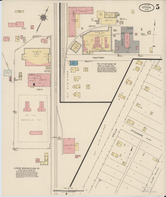Sanborn Fire Insurance Map from Utica, Licking County, Ohio (1922), Sheet #0005 - Historic Sanborn Fire Insurance Map Print, vintage old map wall art, antique decor, genealogy gift, Ohio Ohio map