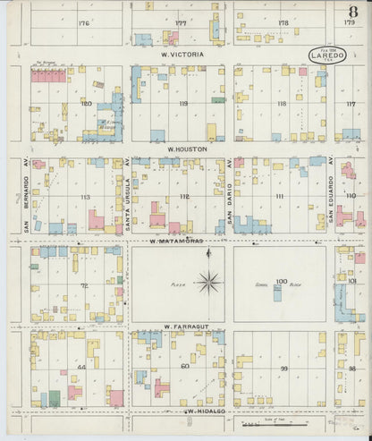 Sanborn Fire Insurance Map from Laredo, Webb County, Texas (1894), Sheet #0008 - Complete Map Set gallery image, historic Sanborn map, vintage wall art, Texas Texas