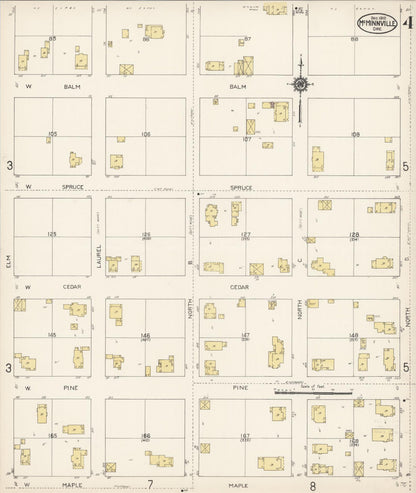 Sanborn Fire Insurance Map from McMinnville, Yamhill County, Oregon (1912), Sheet #0004 - Complete Map Set gallery image, historic Sanborn map, vintage wall art, Oregon Oregon