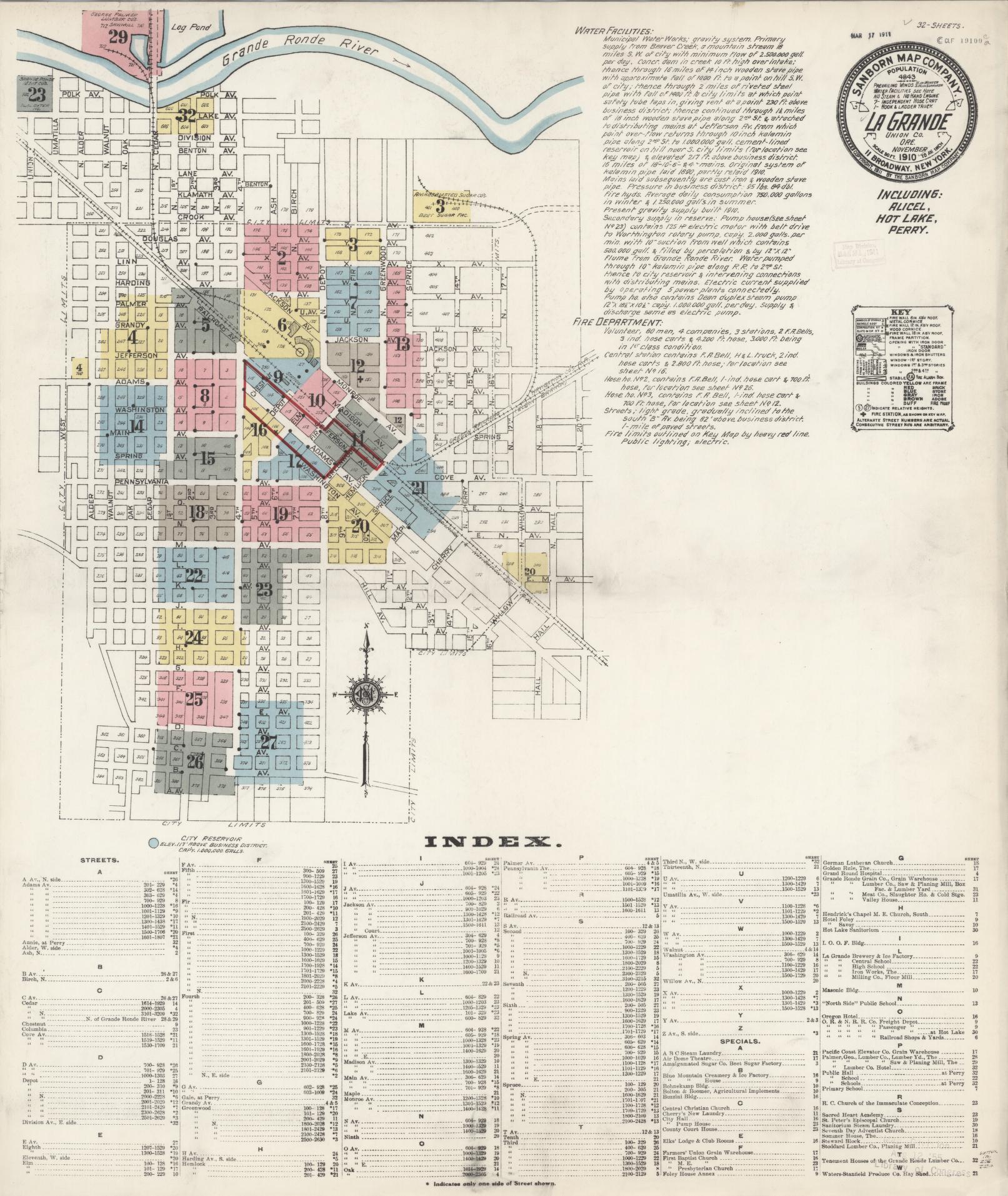 Sanborn Fire Insurance Map from La Grande, Union County, Oregon. (1910) – Historic Sanborn Fire Insurance Map Print