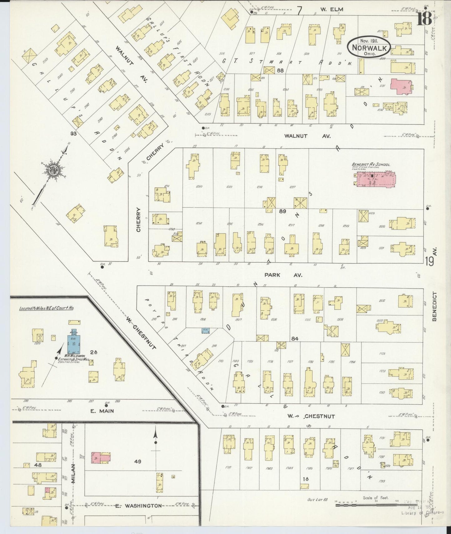 Sanborn Fire Insurance Map from Norwalk, Huron County, Ohio (1911), Sheet #0018 - Complete Map Set gallery image, historic Sanborn map, vintage wall art, Ohio Ohio