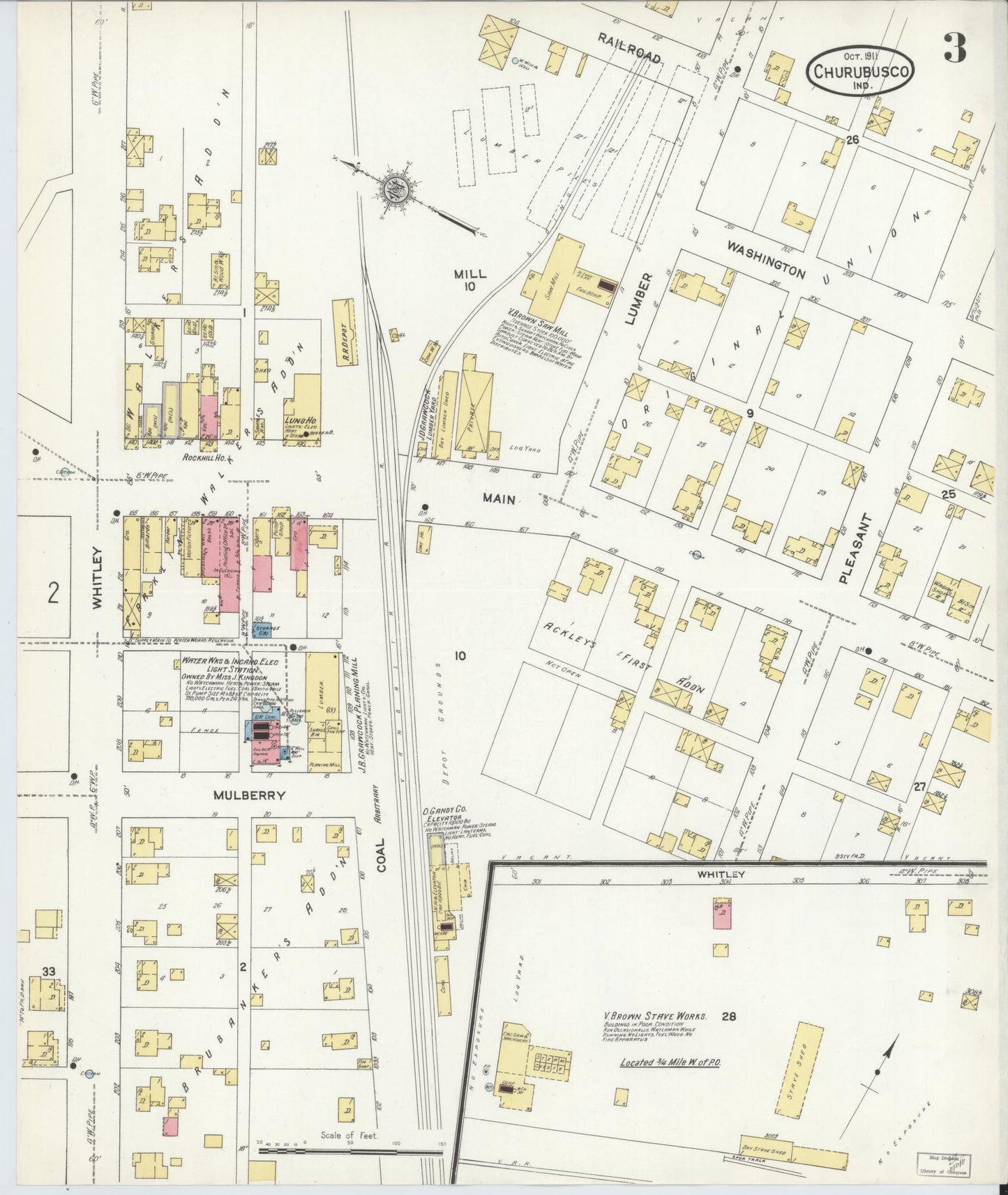 Sanborn Fire Insurance Map from Churubusco, Whitley County, Indiana (1911), Sheet #0003 - Complete Map Set gallery image, historic Sanborn map, vintage wall art, Indiana Indiana