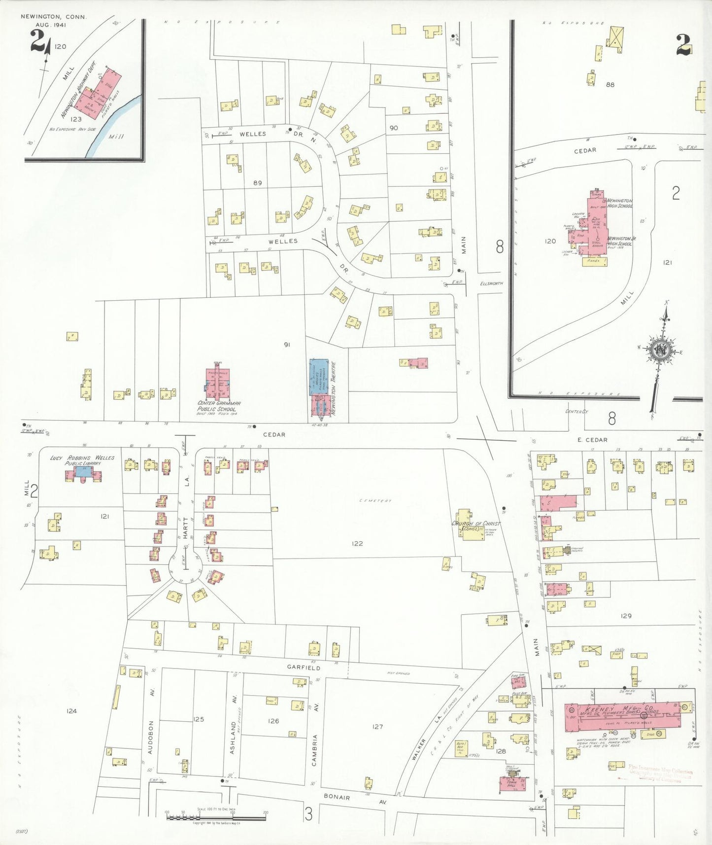 Sanborn Fire Insurance Map from Newington, Hartford County, Connecticut (1941), Sheet #0002 - Complete Map Set gallery image, historic Sanborn map, vintage wall art, Connecticut Connecticut