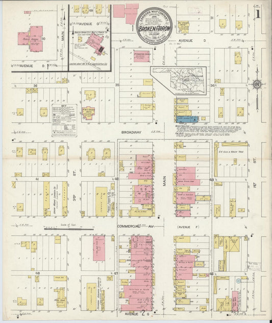 Sanborn Fire Insurance Map from Broken Arrow, Tulsa County, Oklahoma. (1913) – Historic Sanborn Fire Insurance Map Print