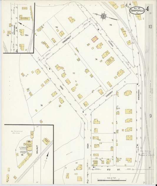 Sanborn Fire Insurance Map from Sharpsville, Mercer County, Pennsylvania (1912), Sheet #0004 - Historic Sanborn Fire Insurance Map Print, vintage old map wall art, antique decor, genealogy gift, Pennsylvania Pennsylvania map