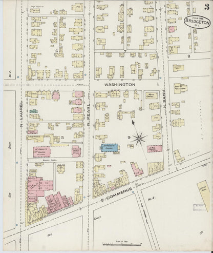 Sanborn Fire Insurance Map from Bridgeton, Cumberland County, New Jersey (1886), Sheet #0003 - Complete Map Set gallery image, historic Sanborn map, vintage wall art, New Jersey New Jersey