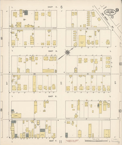Sanborn Fire Insurance Map from Coalinga, Fresno County, California (1910), Sheet #0009 - Historic Sanborn Fire Insurance Map Print, vintage old map wall art, antique decor, genealogy gift, California California map