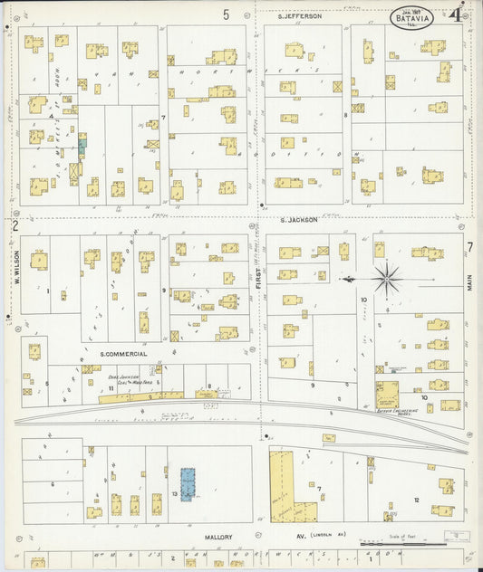 Sanborn Fire Insurance Map from Batavia, Kane County, Illinois (1907), Sheet #0004 - Historic Sanborn Fire Insurance Map Print, vintage old map wall art, antique decor, genealogy gift, Illinois Illinois map