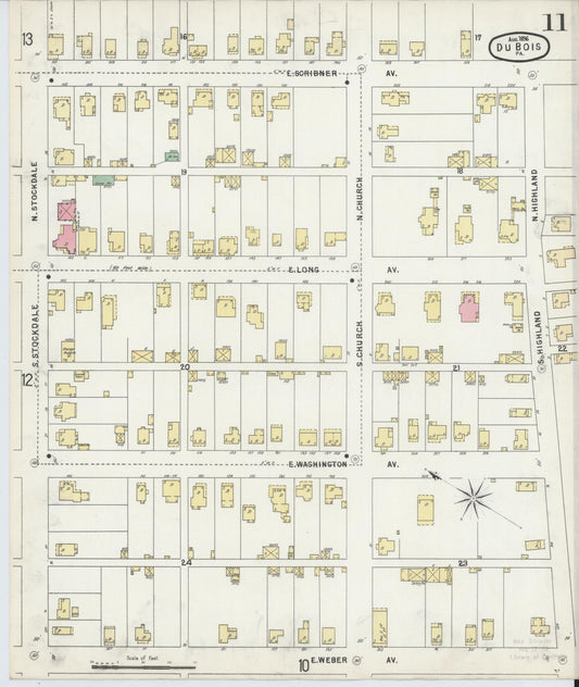 Sanborn Fire Insurance Map from Du Bois, Clearfield County, Pennsylvania (1896), Sheet #0011 - Historic Sanborn Fire Insurance Map Print, vintage old map wall art, antique decor, genealogy gift, Pennsylvania Pennsylvania map