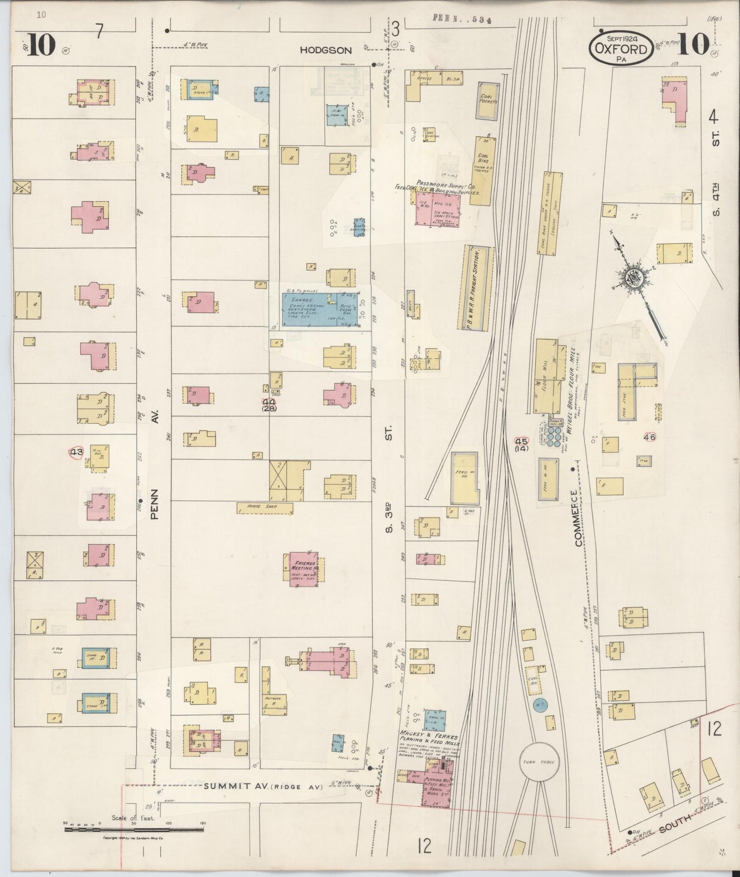 Sanborn Fire Insurance Map from Oxford, Chester County, Pennsylvania (1940), Sheet #0010 - Complete Map Set gallery image, historic Sanborn map, vintage wall art, Pennsylvania Pennsylvania