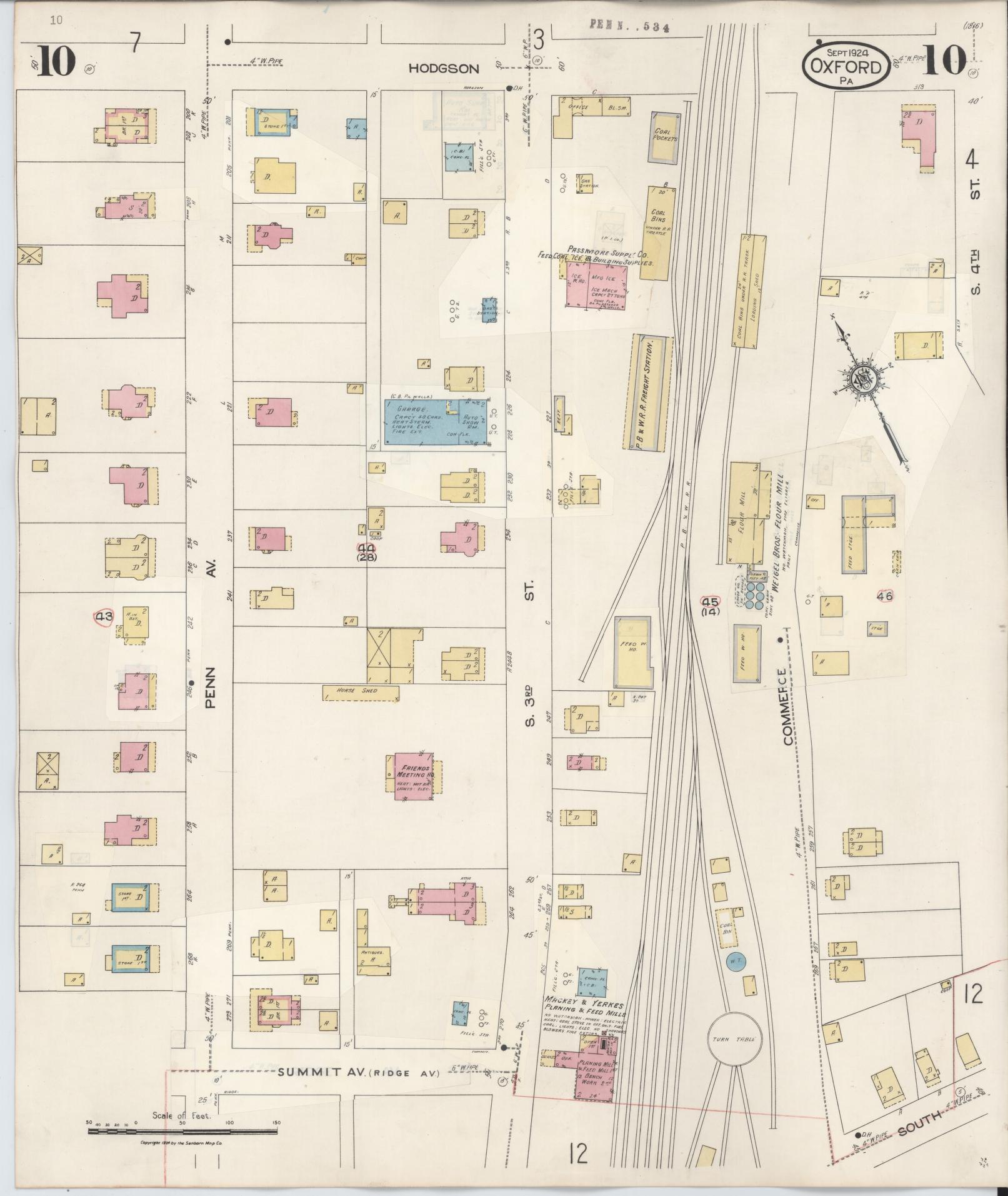Sanborn Fire Insurance Map from Oxford, Chester County, Pennsylvania (1940), Sheet #0010 - Complete Map Set gallery image, historic Sanborn map, vintage wall art, Pennsylvania Pennsylvania