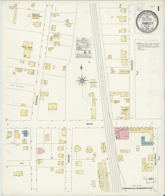 Sanborn Fire Insurance Map from Ramsey, Bergen County, New Jersey. (1908) – Historic Sanborn Fire Insurance Map Print