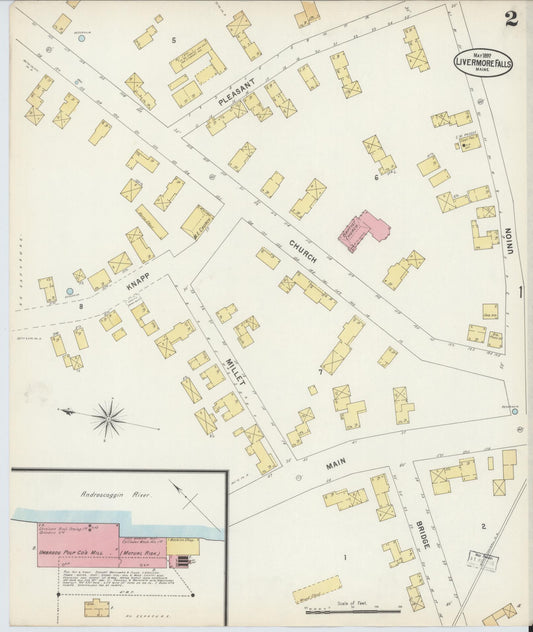 Sanborn Fire Insurance Map from Livermore Falls, Androscoggin County, Maine (1897), Sheet #0002 - Historic Sanborn Fire Insurance Map Print, vintage old map wall art, antique decor, genealogy gift, Maine Maine map